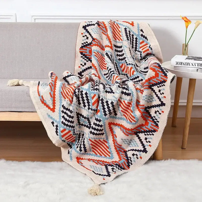 Beige Brown Sofa Blanket