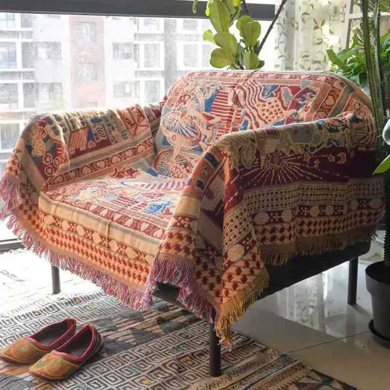 Earth Tone Knitted Throw