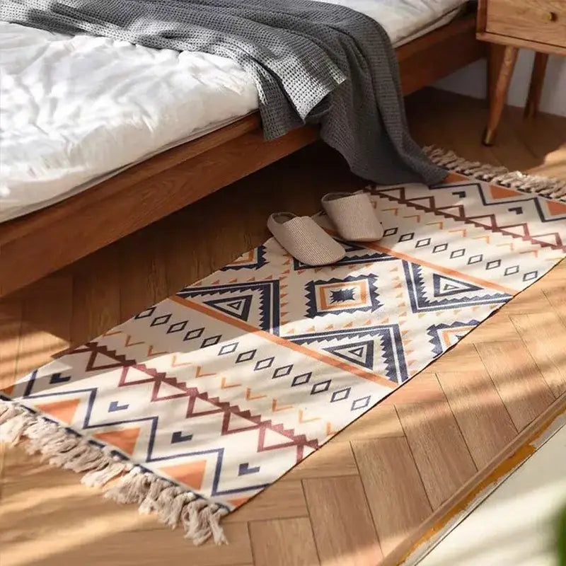 Orange Navy Plaid Runner