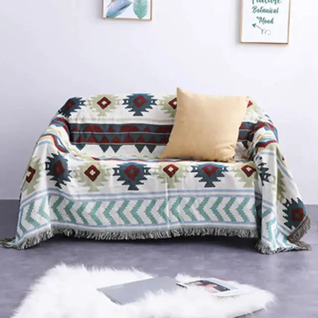 Geometric Tassel Sofa Cover