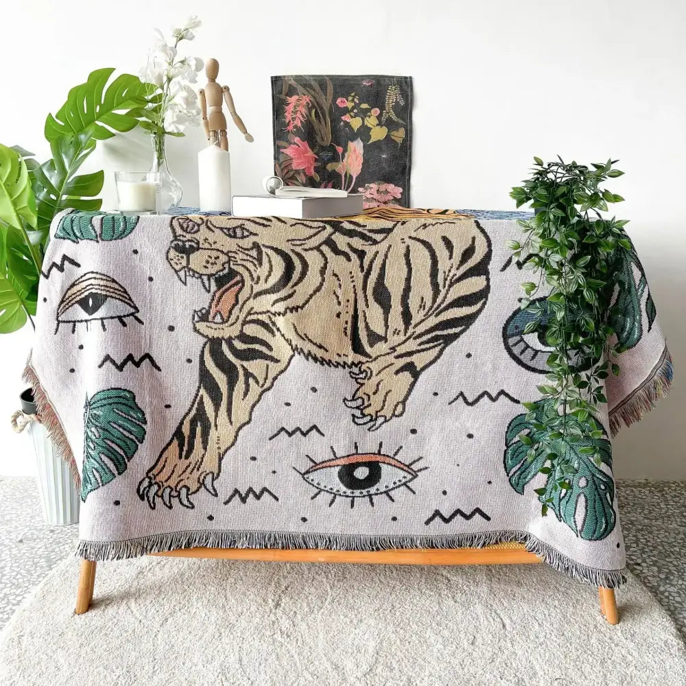 Gray Tiger Tapestry Rug