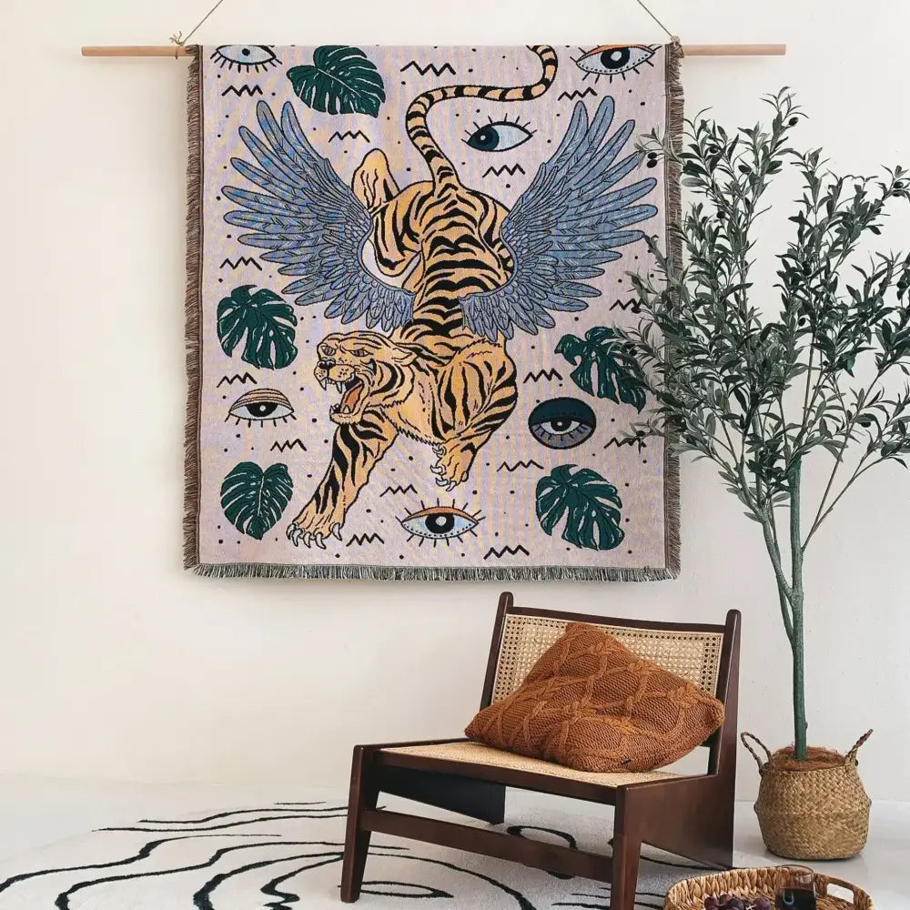 Gray Tiger Tapestry Rug