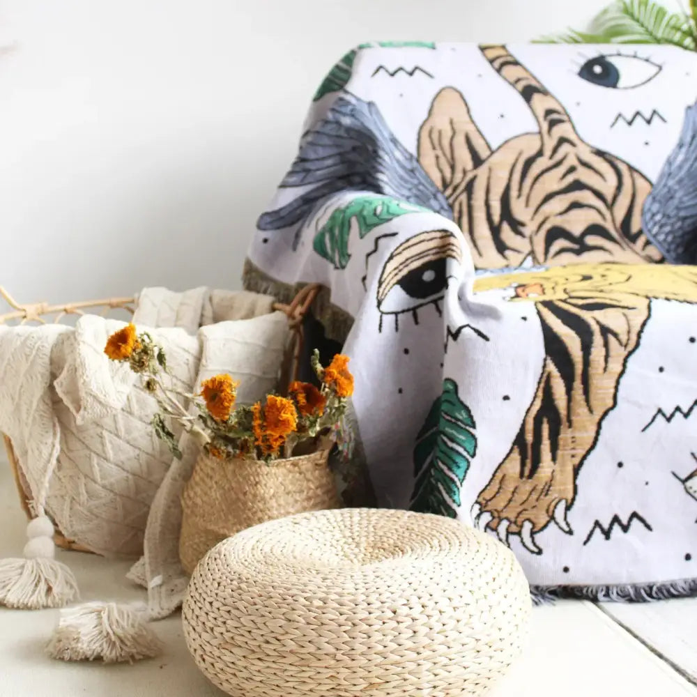 Gray Tiger Tapestry Rug