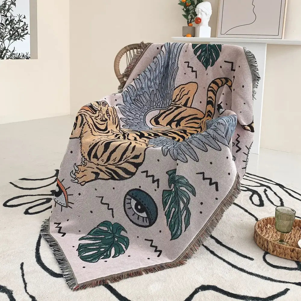 Gray Tiger Tapestry Rug