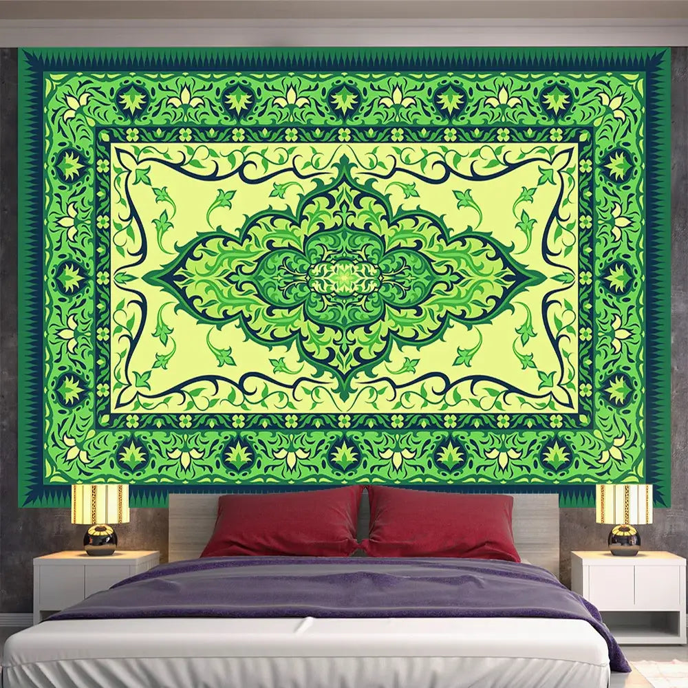 Red Gold Mandala Tapestry