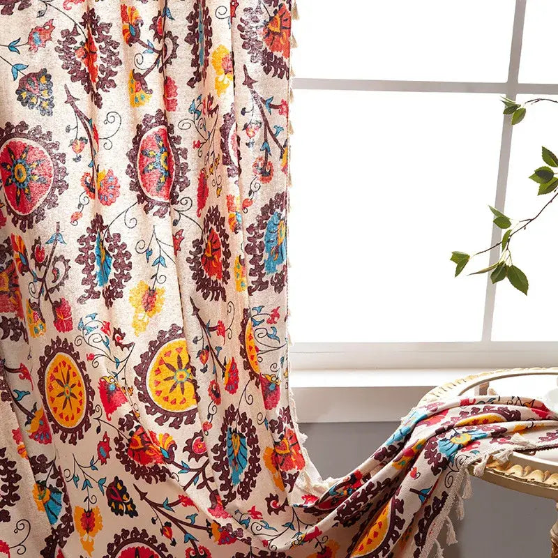 Purple Yellow Retro Curtains