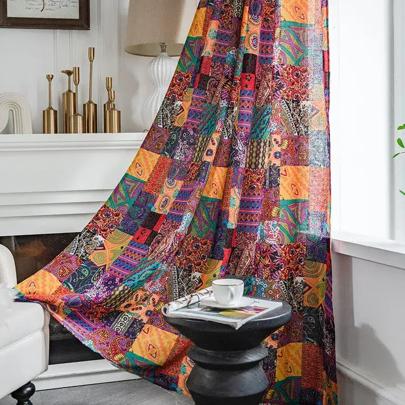 Purple Yellow Retro Curtains