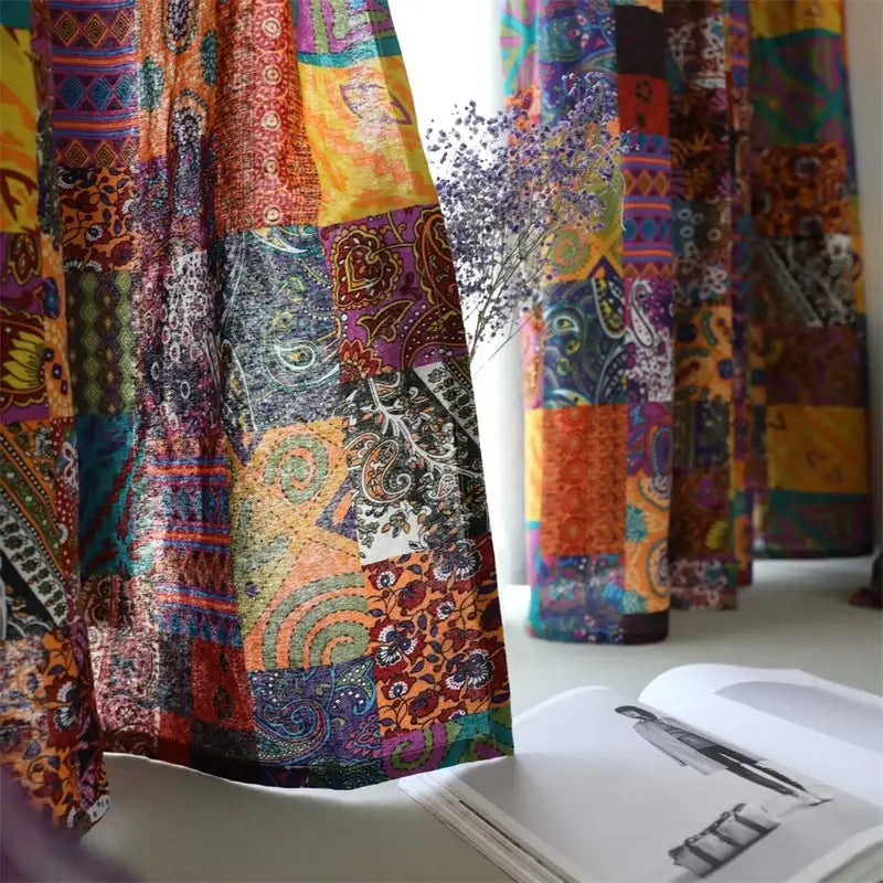 Purple Yellow Retro Curtains