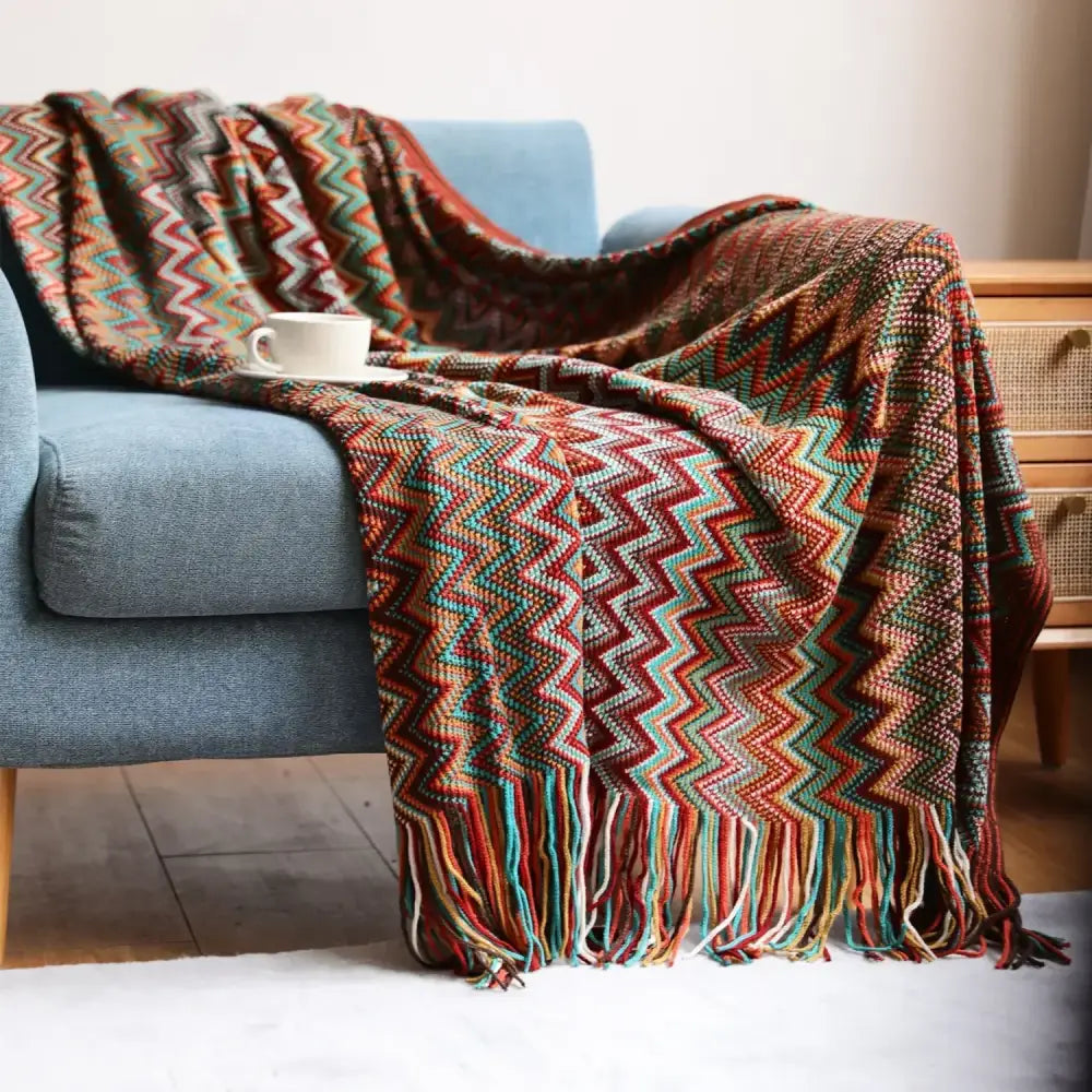 Multicolor Boho Stripe Throw