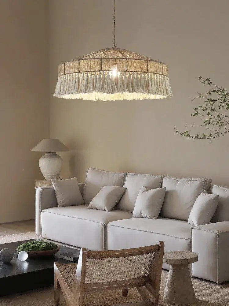 Natural Woven Tassel Chandelier