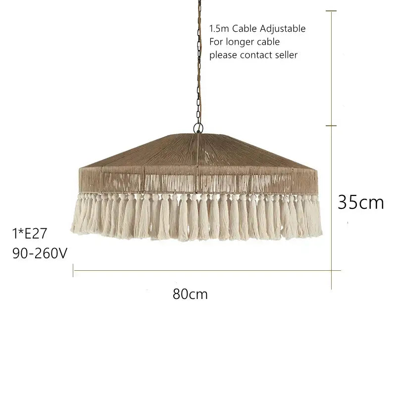 Natural Woven Tassel Chandelier