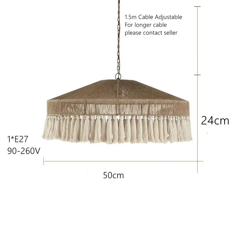 Natural Woven Tassel Chandelier
