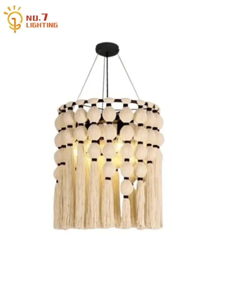 Beige Macrame Tassel Pendant