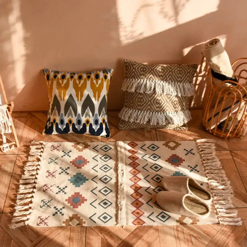 Beige Rust Geometric Rug