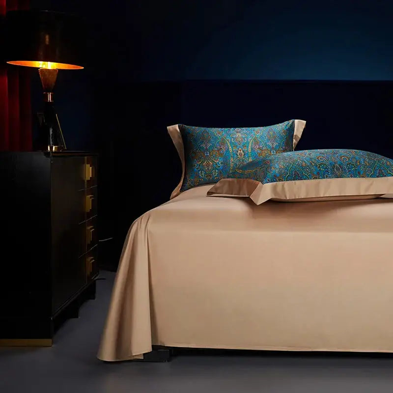 Teal Gold Paisley Bedding Set