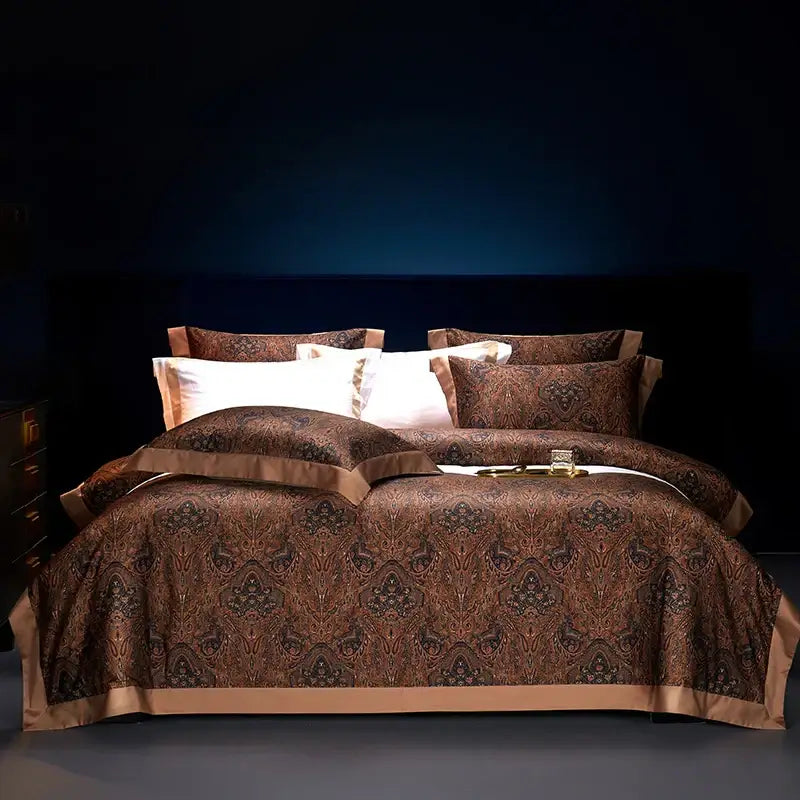 Teal Gold Paisley Bedding Set