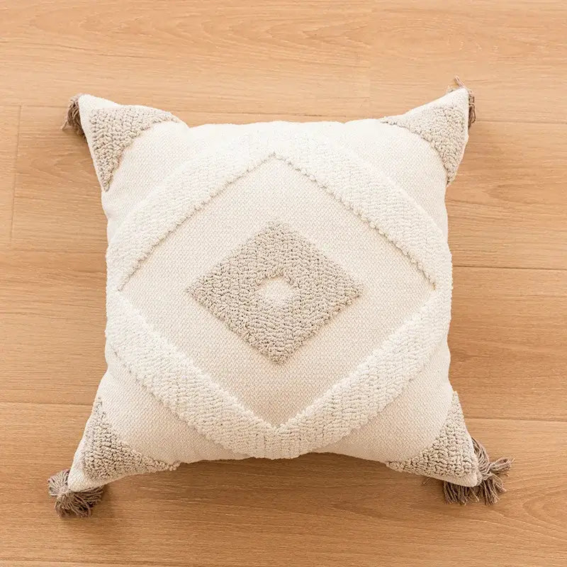 Beige Geometric Pillow Case