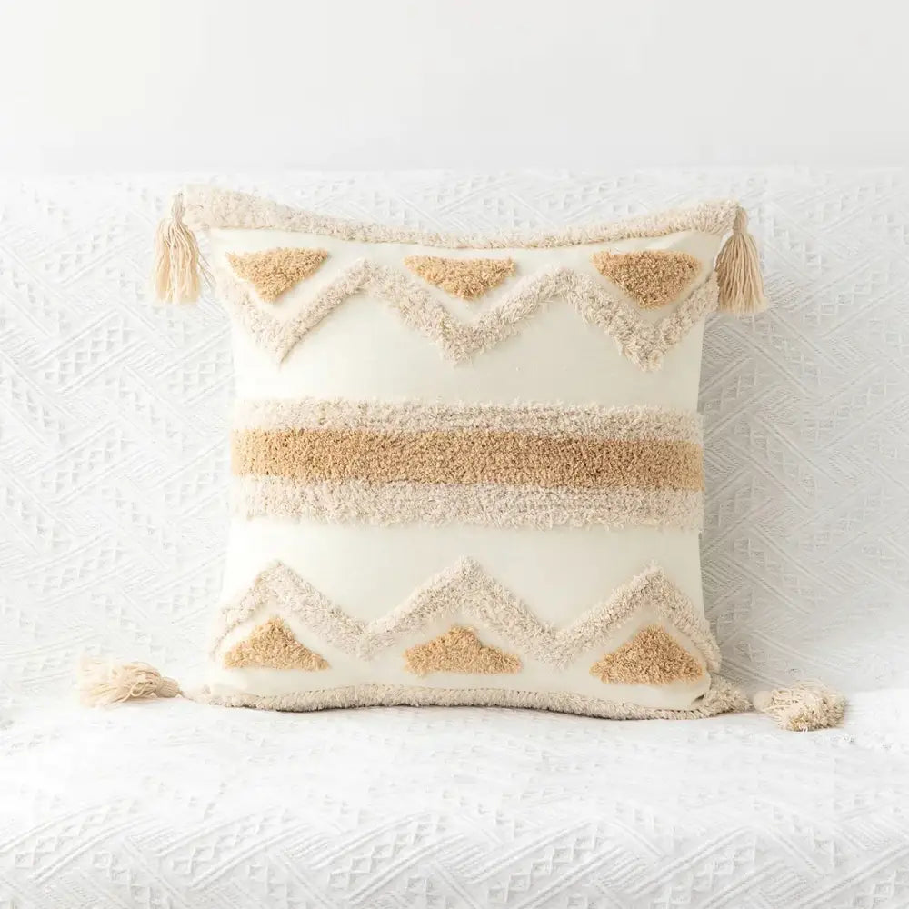 Beige Geometric Pillow Case