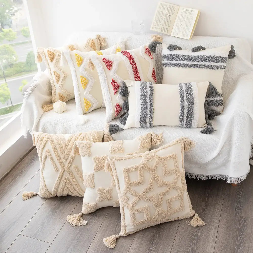Beige Geometric Pillow Case
