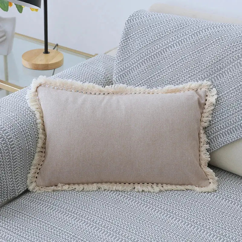 Beige Linen Tassel Covers
