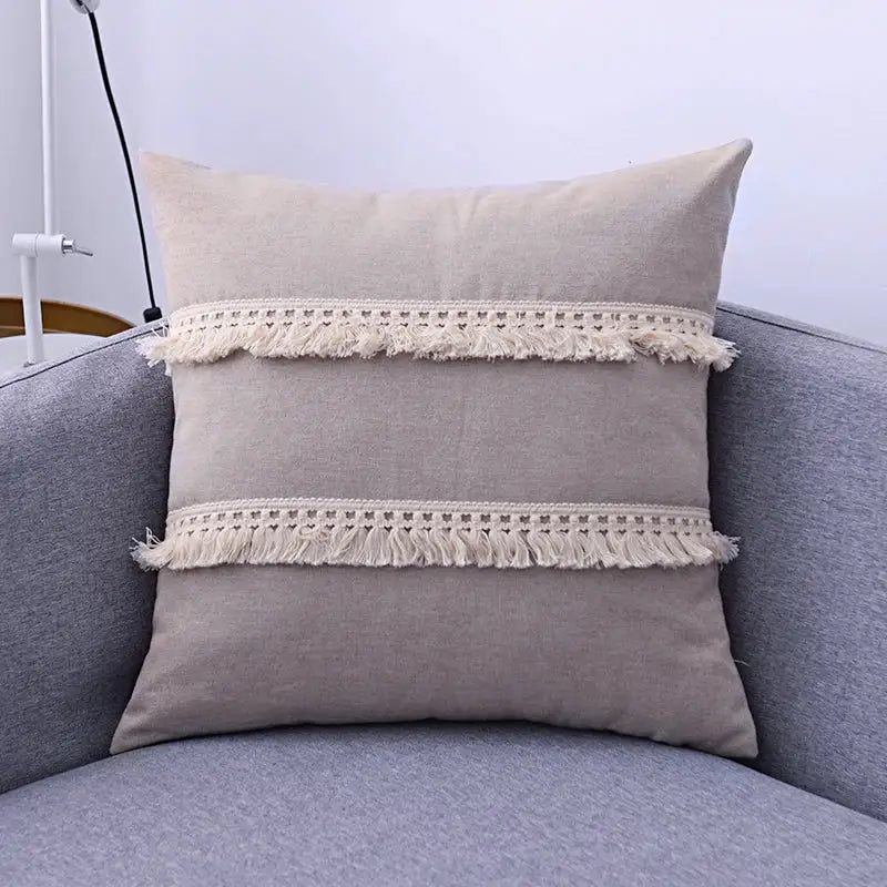 Beige Linen Tassel Covers
