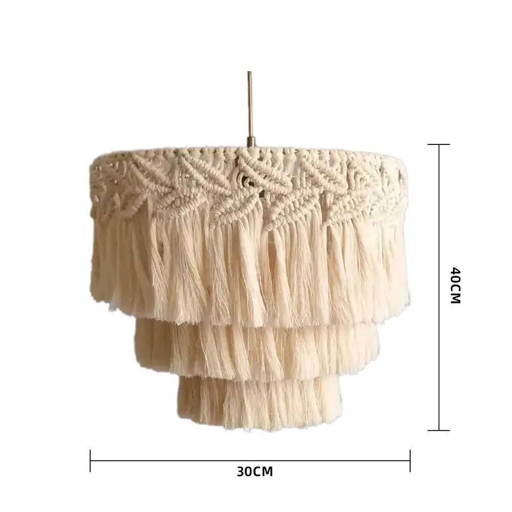Beige Macrame Pendant Light Cover