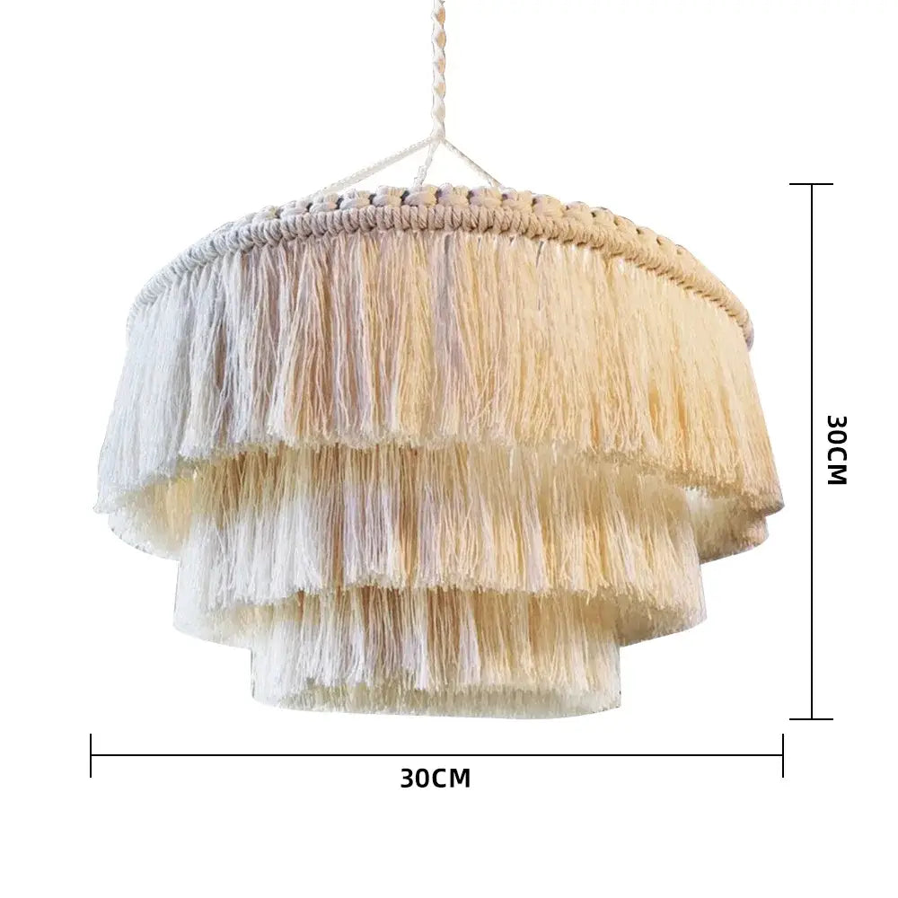 Beige Macrame Pendant Light Cover