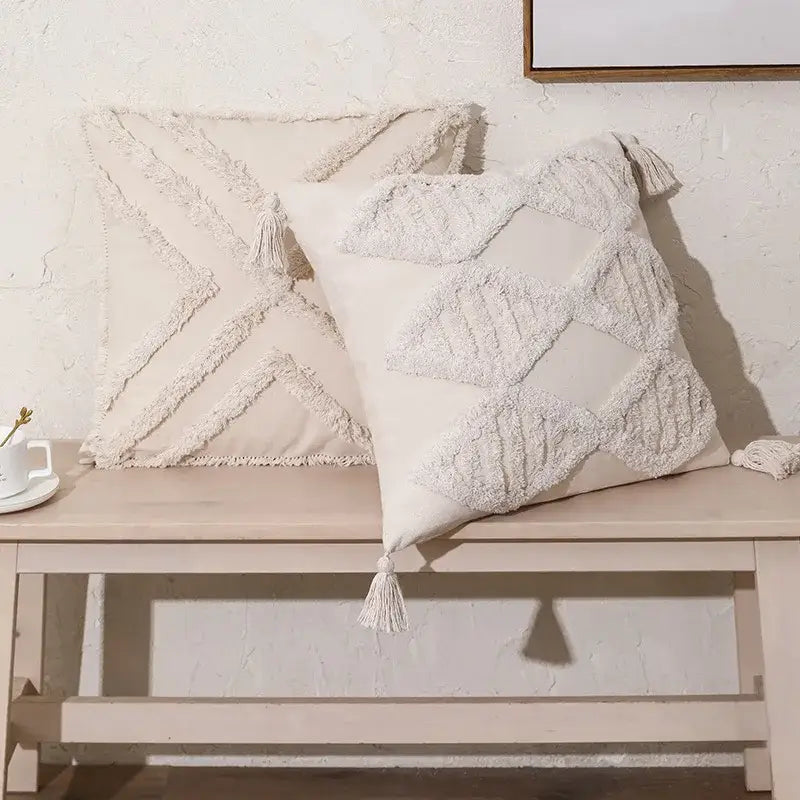 Beige Woven Cushion Cover