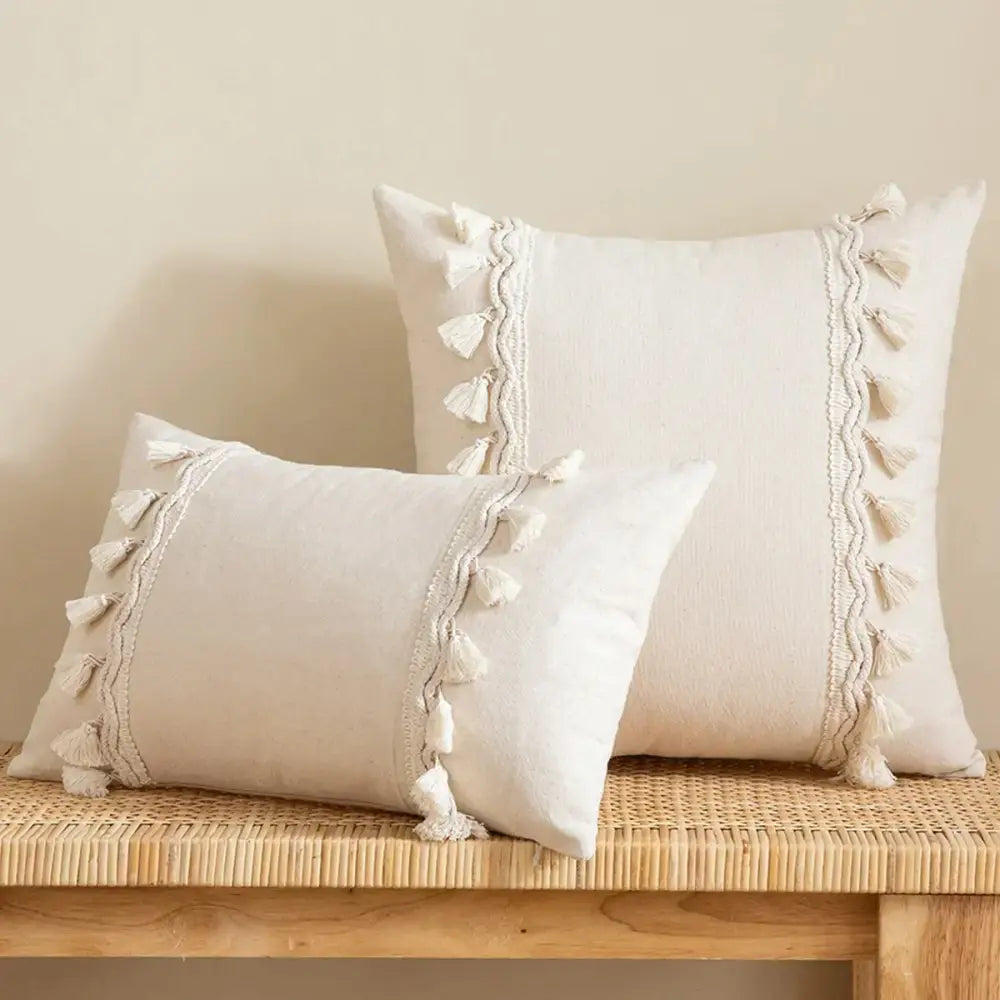 Beige Woven Cushion Cover