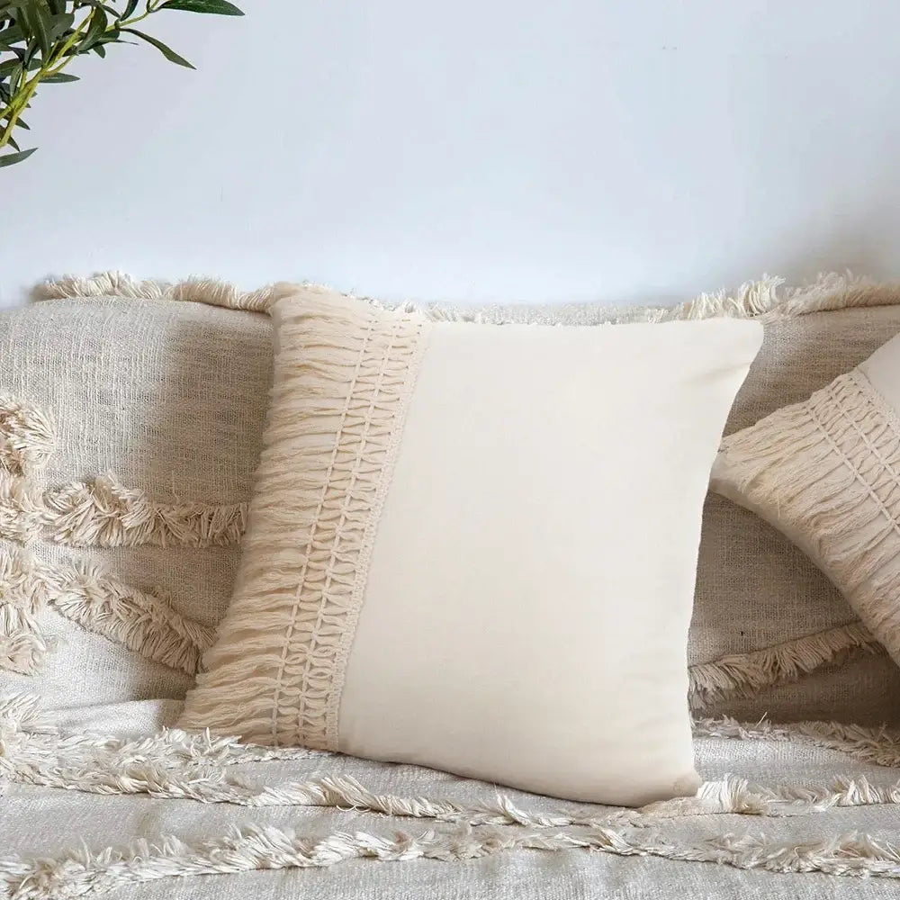 Beige Woven Cushion Cover
