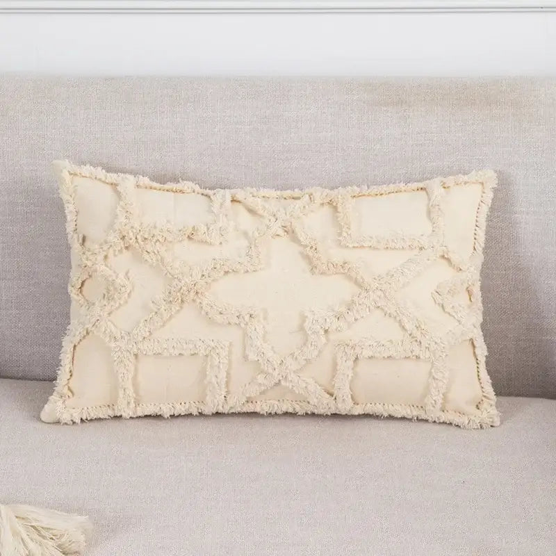 Beige Woven Cushion Cover