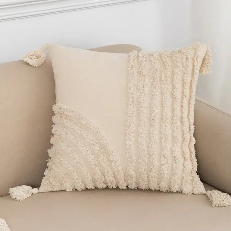Beige Woven Cushion Cover