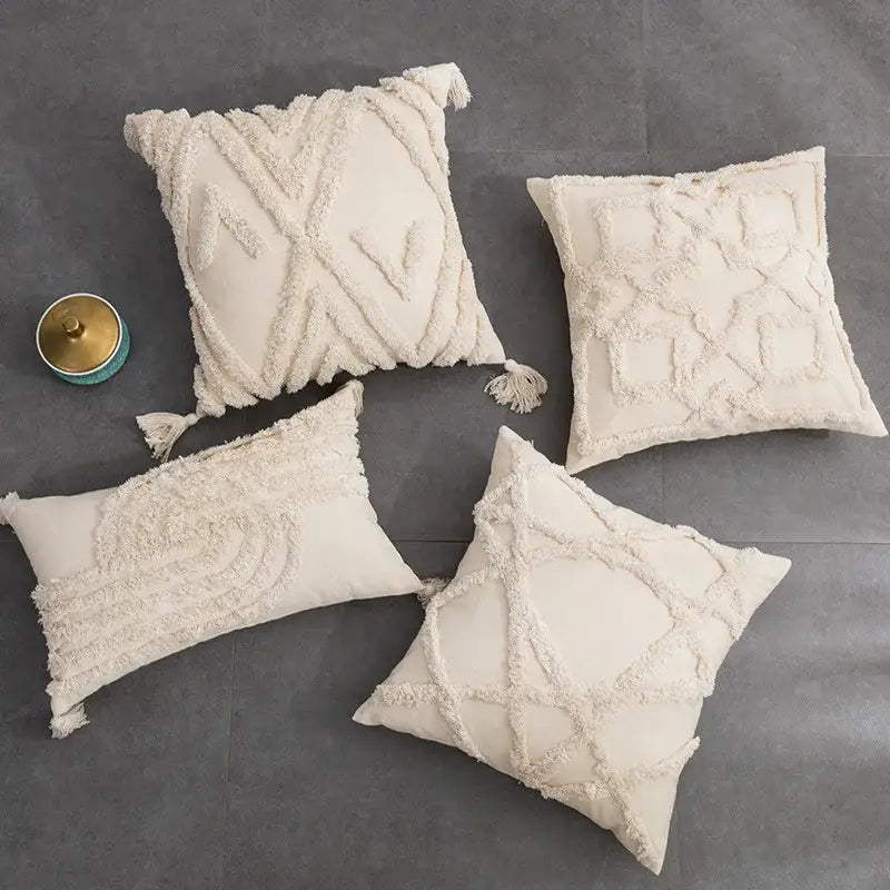 Beige Woven Cushion Cover