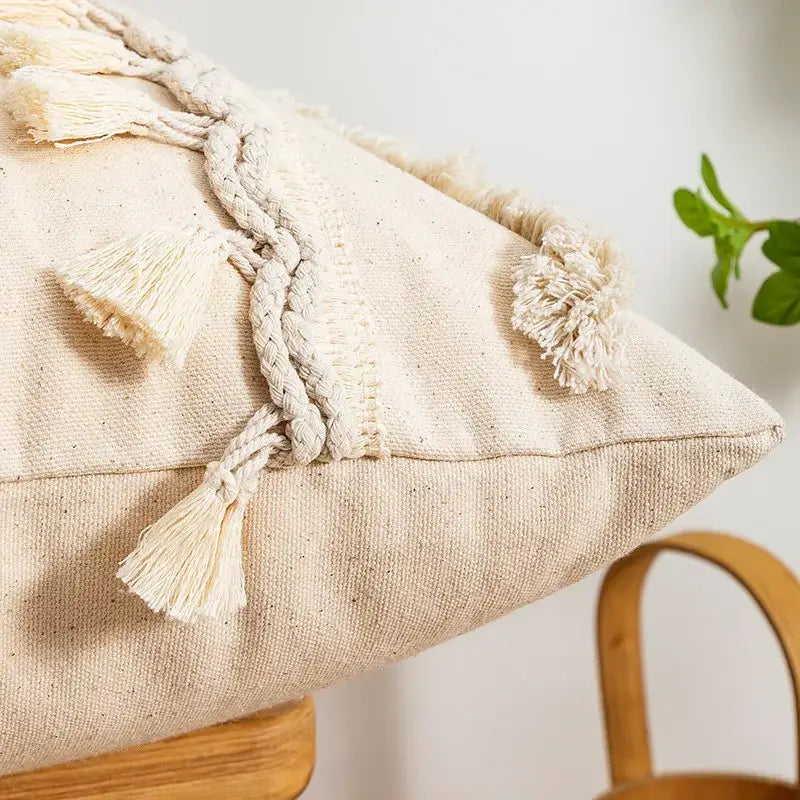 Beige Geometric Tassel Cover