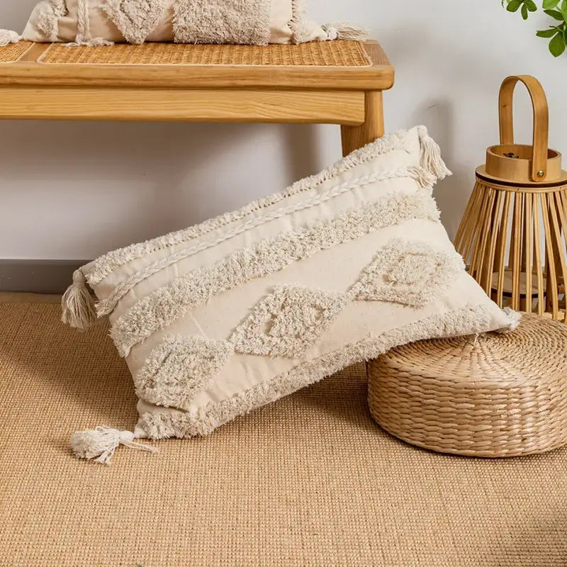 Beige Geometric Tassel Cover