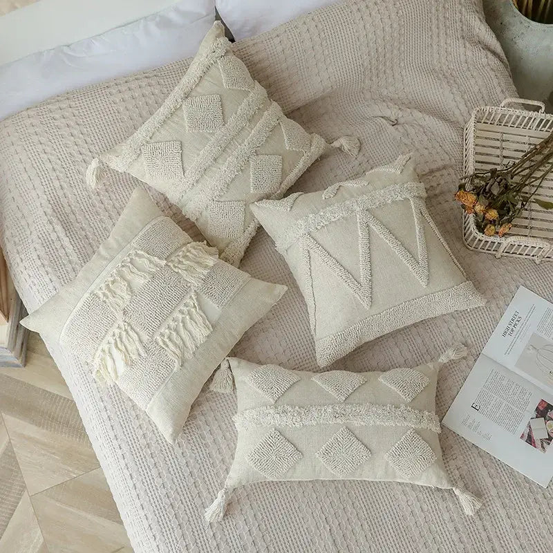 Beige White Tufted Covers