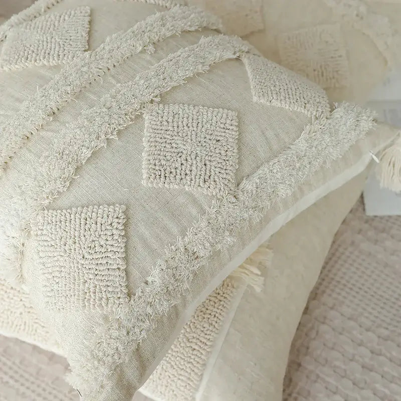 Beige White Tufted Covers