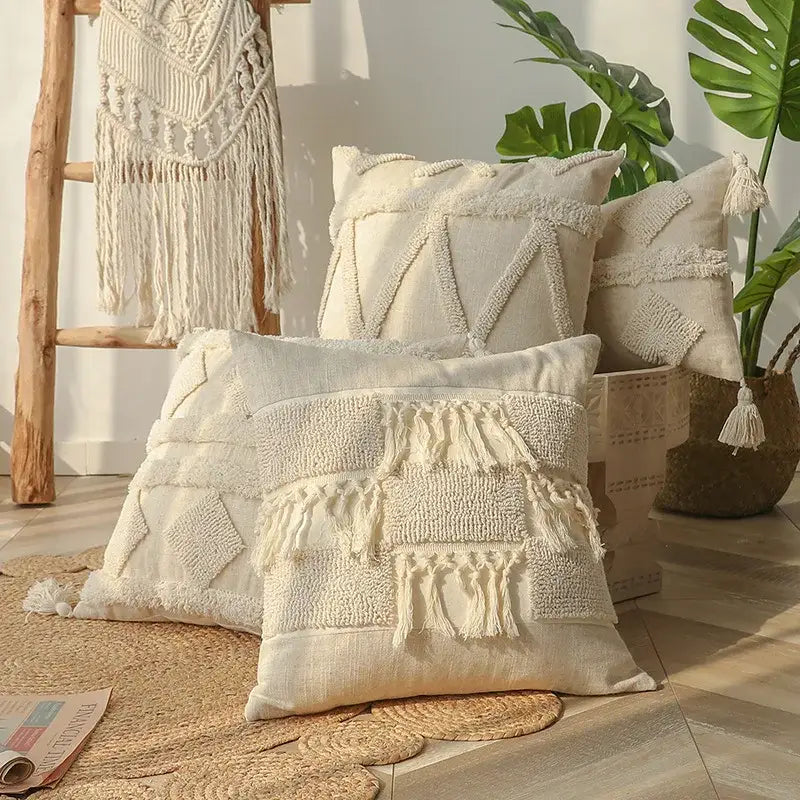 Beige White Tufted Covers