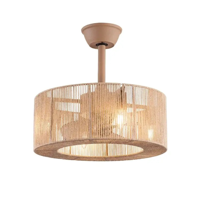 Beige Rattan Ceiling Fan