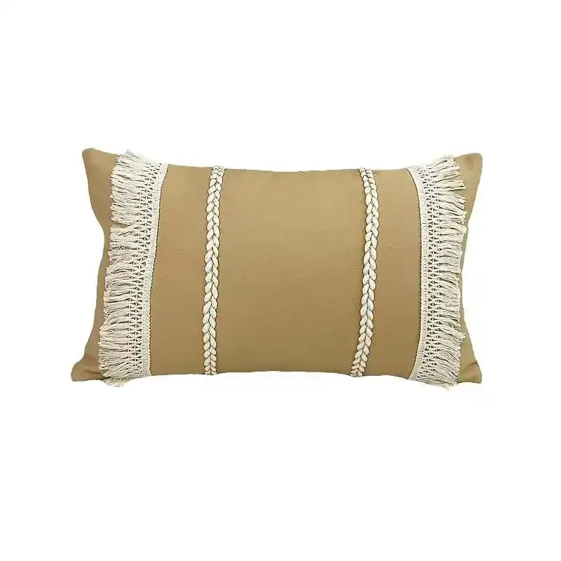 Beige Yellow Cotton Pillow