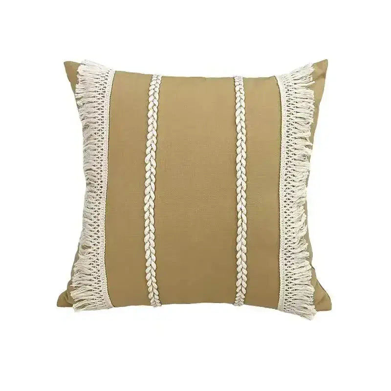 Beige Yellow Cotton Pillow
