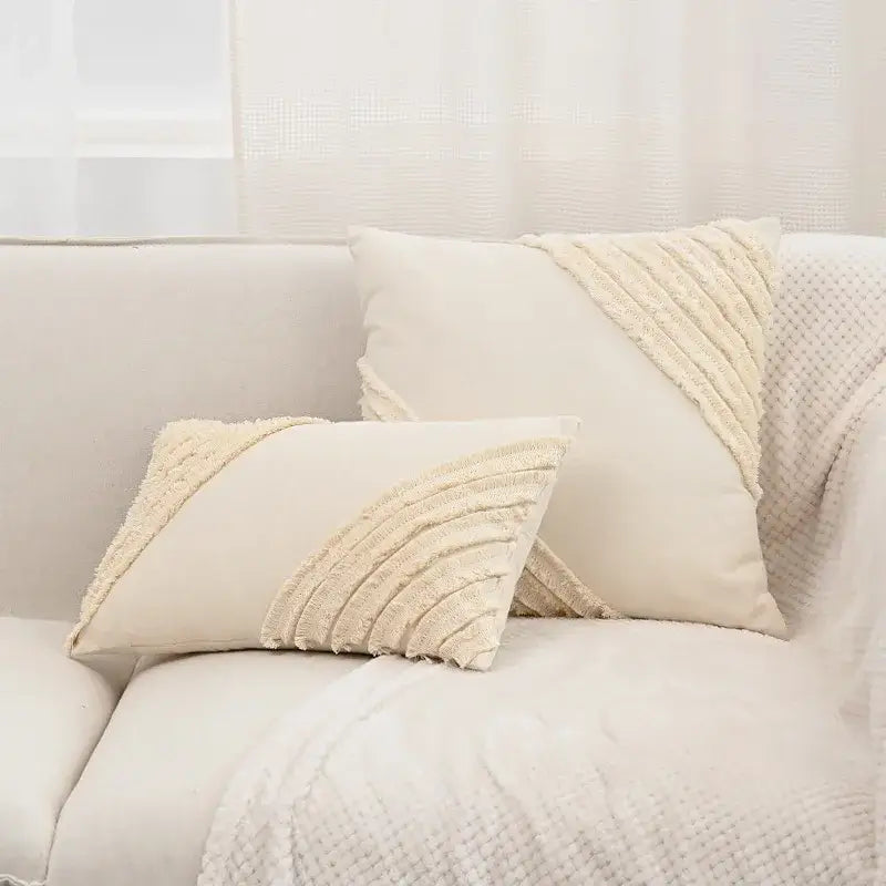 Beige Yellow Cotton Pillow