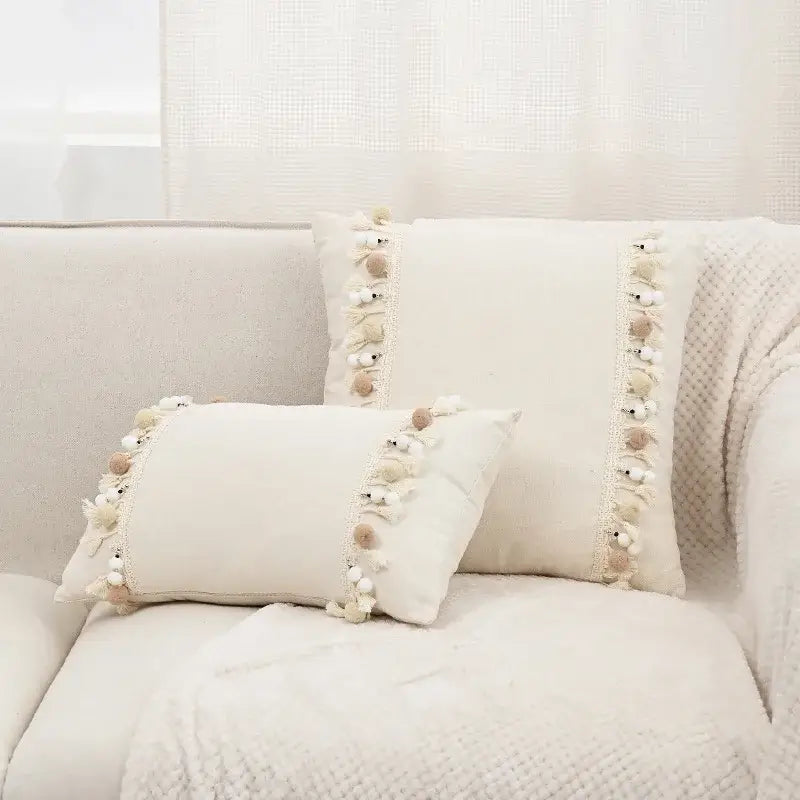 Beige Yellow Cotton Pillow