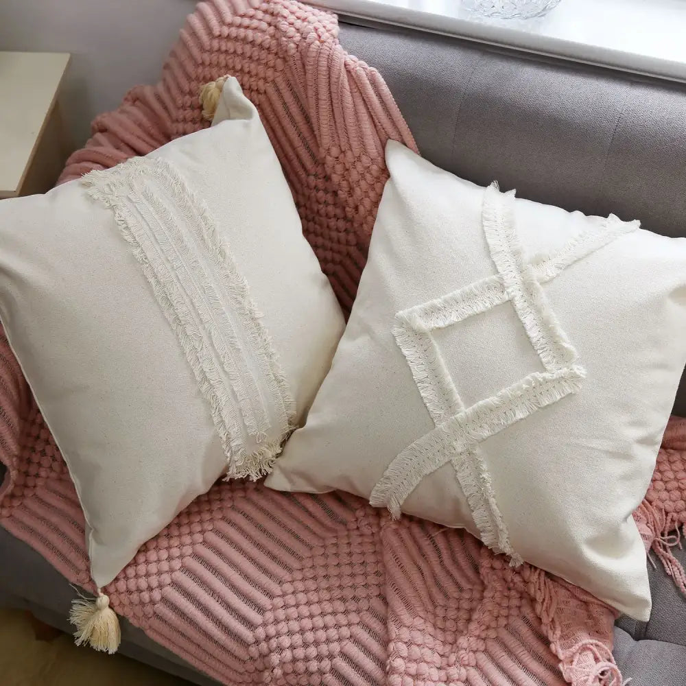 Beige Yellow Cotton Pillow