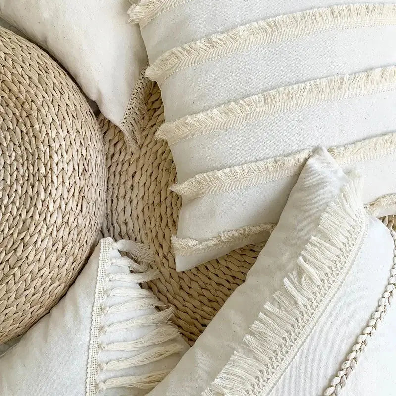Beige Yellow Cotton Pillow