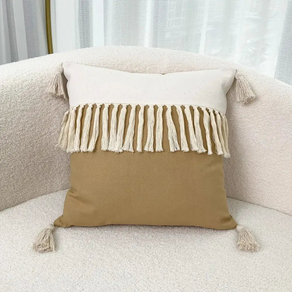 Beige Yellow Cotton Pillow
