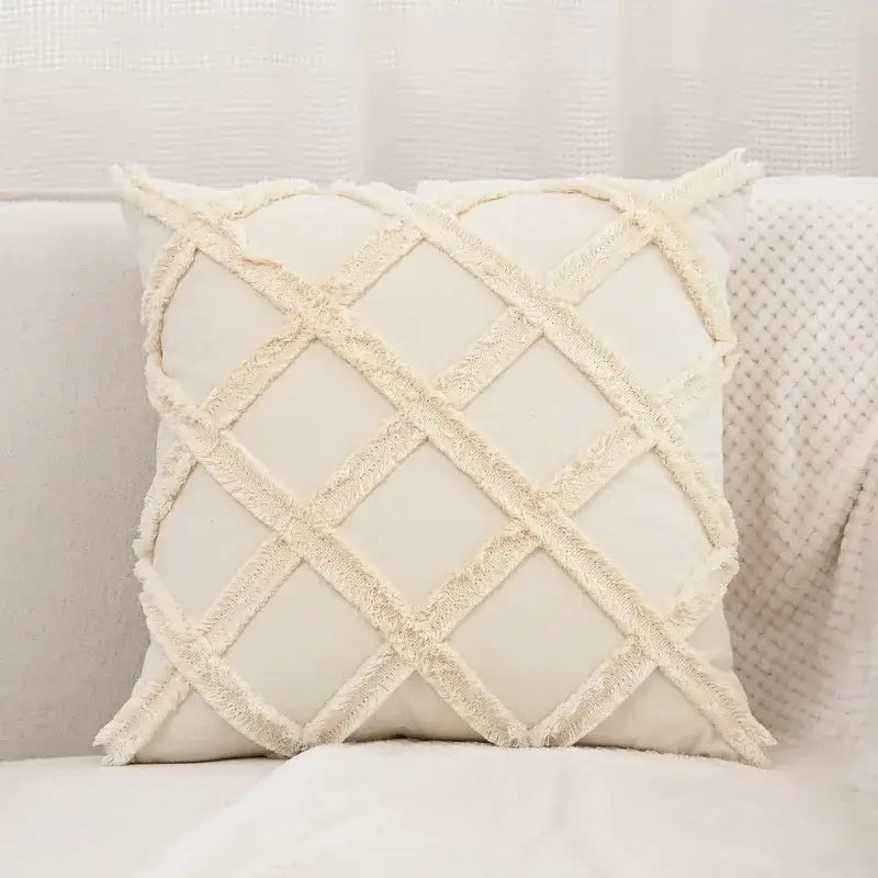 Beige Yellow Cotton Pillow