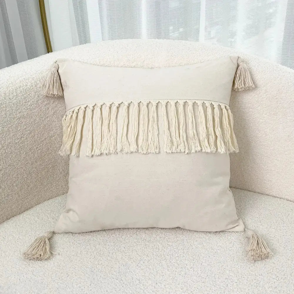Beige Yellow Cotton Pillow