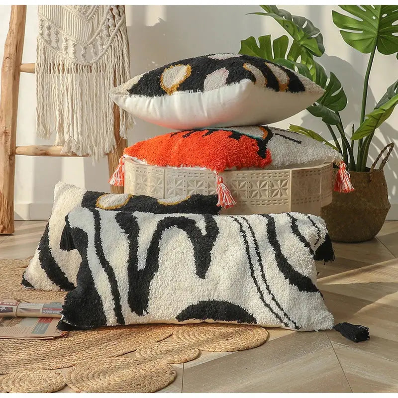 Beige Tufted Cushion Covers