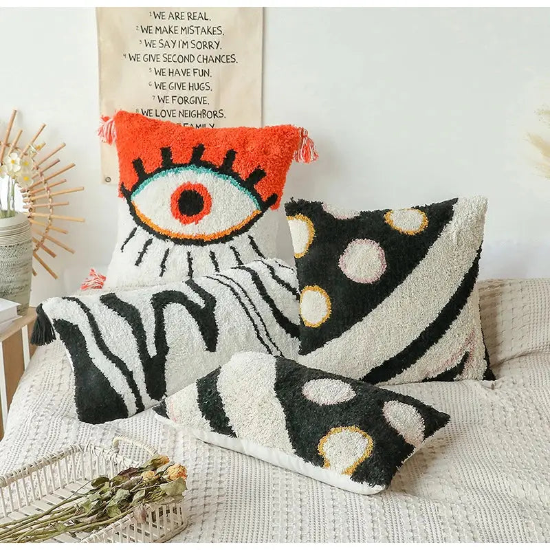 Beige Tufted Cushion Covers